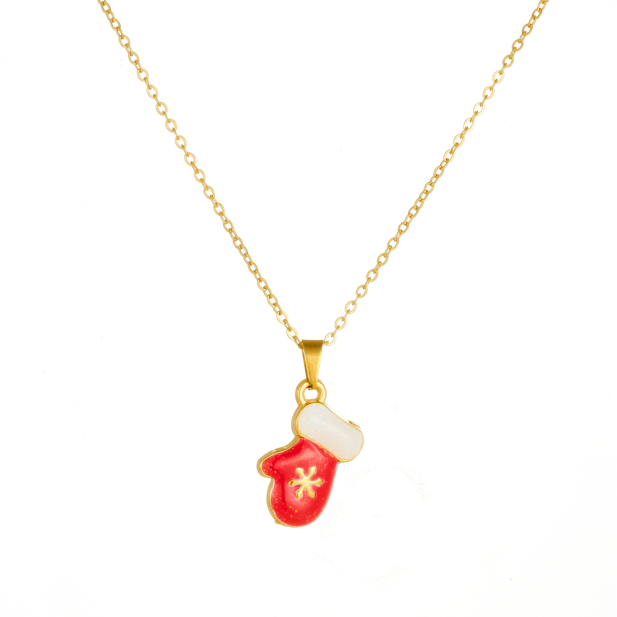 Women's 18K Gold-Plated Red Glove Pendant Necklace